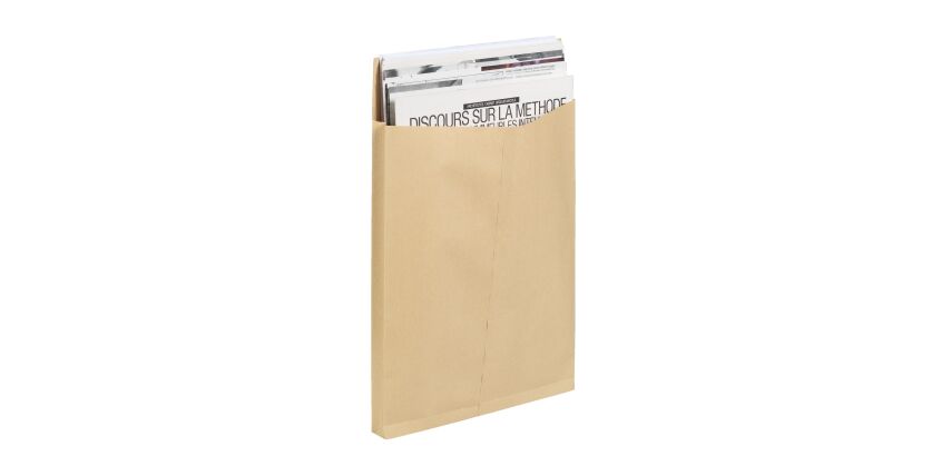 Pochettes kraft - enveloppes à ouverture latérale - 120g 229 X 324 mm - soufflets de 3 cm - Boite de 50