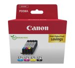 Canon CLI571 Pack de 4 cartouches - 1 noire + 3 couleurs pour imprimante jet d'encre