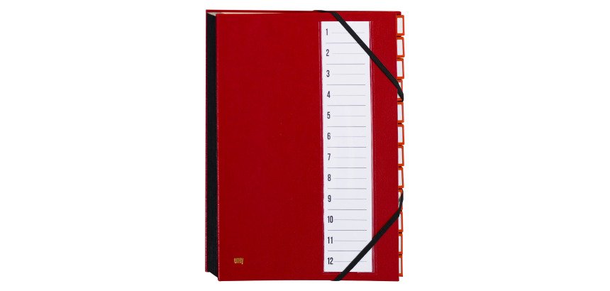 Carpeta clasificadora de pestañas metálicas Extendos, 12 divisiones