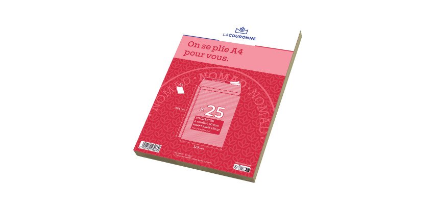 Hochwertiger Kraftpapier-Umschlag mit 3 cm Falte, 229 x 324 mm, 130 g von La Couronne, braun, ohne Fenster - Packung mit 25 Stück