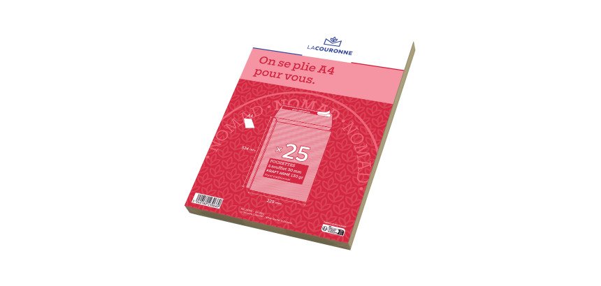 Pochette à soufflets 3 cm kraft brun armé 229 x 324 mm La Couronne 130 g sans fenêtre - Paquet de 25