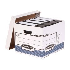 Caisse archives carton standard automatique Bankers box by Fellowes - H 29,20 x L 33,50 x P 40,40 cm - Montage facile - Bleue