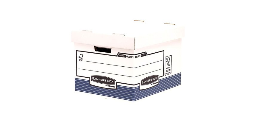 Automatic standard cardboard archive box Bankers box by Fellowes - H 29.20 x L 33.50 x P 40.40 cm - Easy assembly - Blue