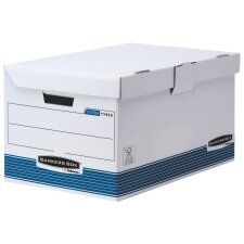 Bankers Box by Fellowes Automatic Maxi Cardboard Archive Box Flip Top - H 31 x W 39 x D 56 cm - Large capacity - Blue