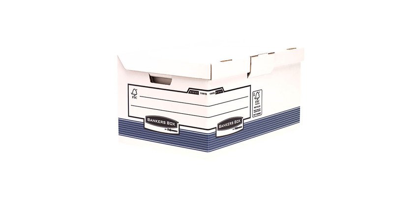 Bankers Box by Fellowes Automatic Maxi Cardboard Archive Box Flip Top - H 31 x W 39 x D 56 cm - Large capacity - Blue