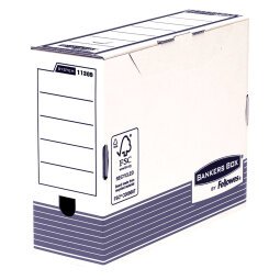 Boîte archives carton automatique Bankers Box by Fellowes - Dos 10 cm - Bleue