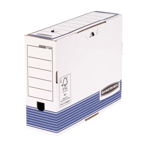 Caja de archivo cartón reciclado Bankers Box by Fellowes A4+ lomo 10 cm azul