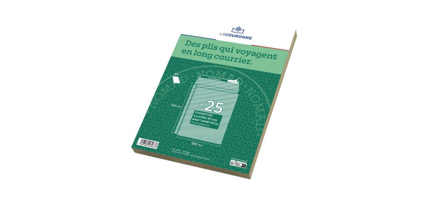 Pochette à soufflets kraft brun armé La Couronne A4 130 gr - Paquet de 25