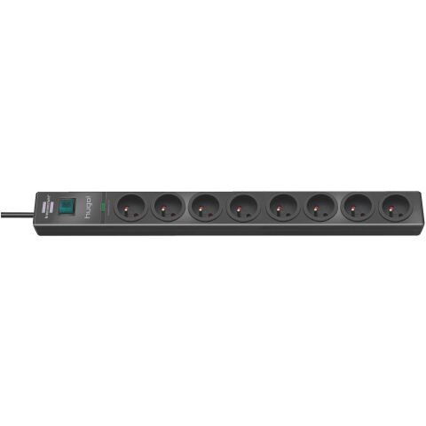 Regleta protectora 8 tomas - 2 m - gris