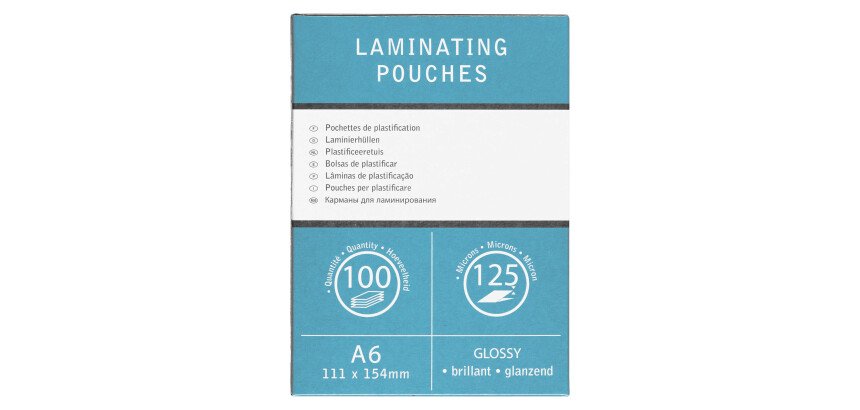 Boîte 100 pochettes transparentes pour la plastification - A6 125 µm