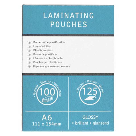Boîte 100 pochettes transparentes pour la plastification - A6 125 µm