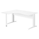 Bureau compact blanc L 160 cm retour à gauche piètement L métal Essens