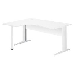 Bureau compact blanc L 160 cm retour à gauche piètement L métal Essens