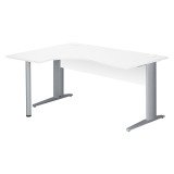 Bureau compact blanc L 160 cm retour à gauche piètement L métal Essens