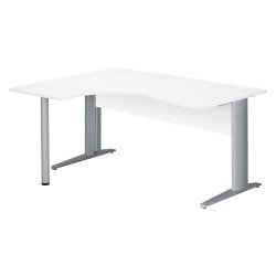 Bureau compact blanc L 160 cm retour à gauche piètement L métal Essens