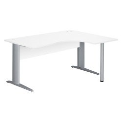 Bureau compact blanc L 160 cm retour à droite piètement L métal Essens