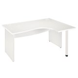 Bureau compact blanc L 160 cm retour à droite piètement plein Essens