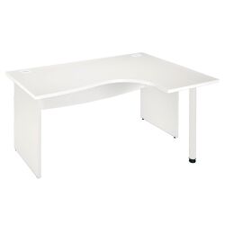 Bureau compact blanc L 160 cm retour à droite piètement plein Essens