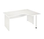 Bureau compact blanc L 160 cm retour à droite piètement plein Essens