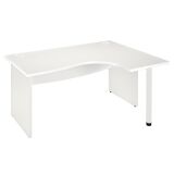 Bureau compact blanc L 160 cm retour à droite piètement plein Essens