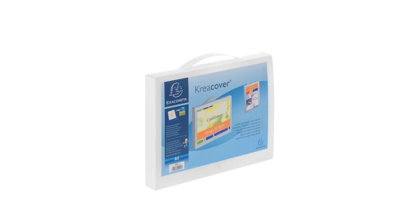 Valisette plastique personnalisable Exacompta Kreacover® dos 4 cm blanche