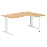 Bureau compact hêtre retour à droite L 160 cm piètement L métal Plus Essens