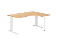Scrivania excellens faggio 160 cm con angolare integrato destro e gambe bianche