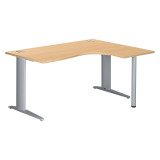 Bureau compact hêtre retour à droite L 160 cm piètement L métal Plus Essens