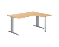 Bureau compact hêtre retour à droite L 160 cm piètement L métal Plus Essens