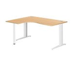 Scrivania excellens faggio 160 cm con angolare integrato sinistro e gambe alluminio