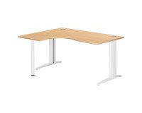 Scrivania excellens faggio 160 cm con angolare integrato sinistro e gambe bianche