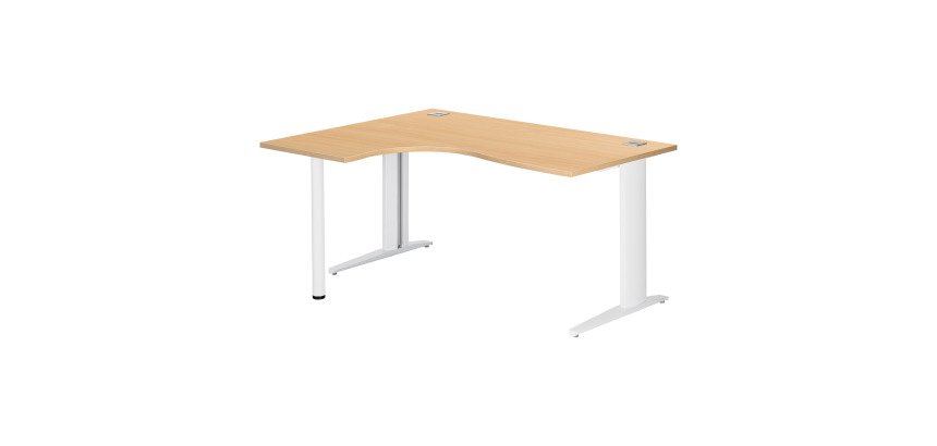 Scrivania excellens faggio 160 cm con angolare integrato sinistro e gambe alluminio
