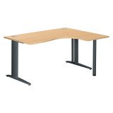 Bureau compact hêtre retour à droite L 160 cm piètement L métal Plus Essens
