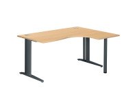 Scrivania excellens faggio 160 cm con angolare integrato destro e gambe antracite