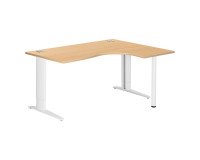 Bureau compact hêtre L 160 cm réglable retour à droite piètement L métal Plus Essens