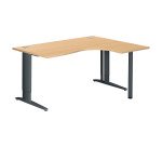 Scrivania excellens faggio 160 cm con angolare integrato destro e gambe regolabili antracite