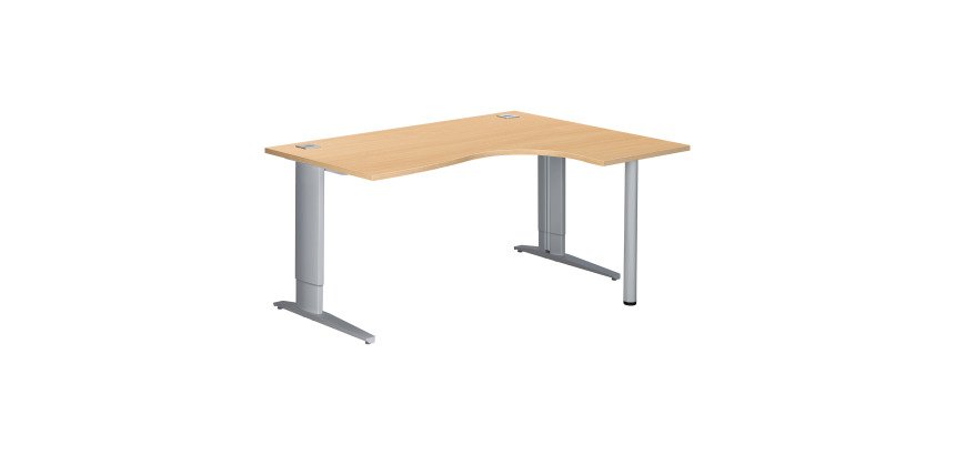 Compact desk Excellens Metal Plus fixed or adjustable L-shaped leg at assembly.
