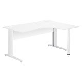 Bureau compact blanc L 160 cm retour à droite piètement L métal Essens