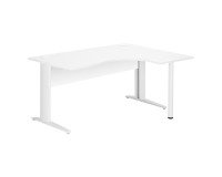 Bureau compact blanc L 160 cm retour à droite piètement L métal Essens
