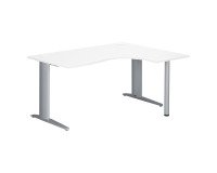 Bureau compact blanc L 160 cm retour à droite piètement L métal Plus Essens