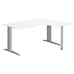 Bureau compact blanc L 160 cm retour à droite piètement L métal Plus Essens