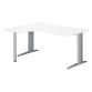 Bureau compact blanc retour à gauche L 160 cm piètement L métal Plus Essens