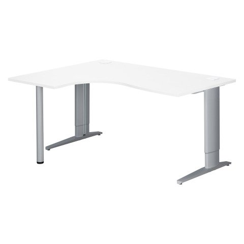 Mesa compacta 160 cm Excellens Patas Regulables Metal Plus ala izquierda Blanco / Aluminio