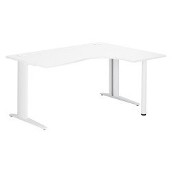 Bureau compact blanc L 160 cm retour à droite piètement L métal Plus Essens