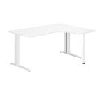 Scrivania excellens bianca 160 cm con angolare integrato destro e gambe alluminio