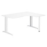 Bureau compact blanc L 160 cm retour à droite piètement L métal Plus Essens