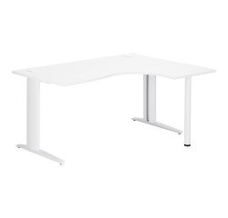 Bureau compact blanc L 160 cm retour à droite piètement L métal Plus Essens