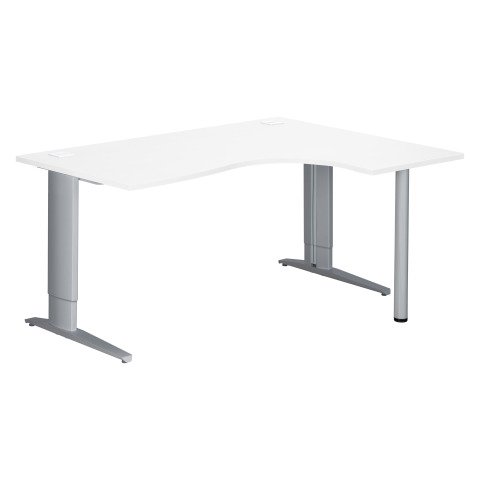 Mesa compacta 160 cm Excellens Patas Regulables Metal Plus ala derecha Blanco / Aluminio
