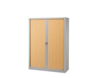 Armoire haute métal monobloc corps aluminium H 160 x L 120 cm à rideaux non feu - Hêtre