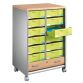 Mueble auxiliar móvil Multiclass aluminio/haya - 12 cajones